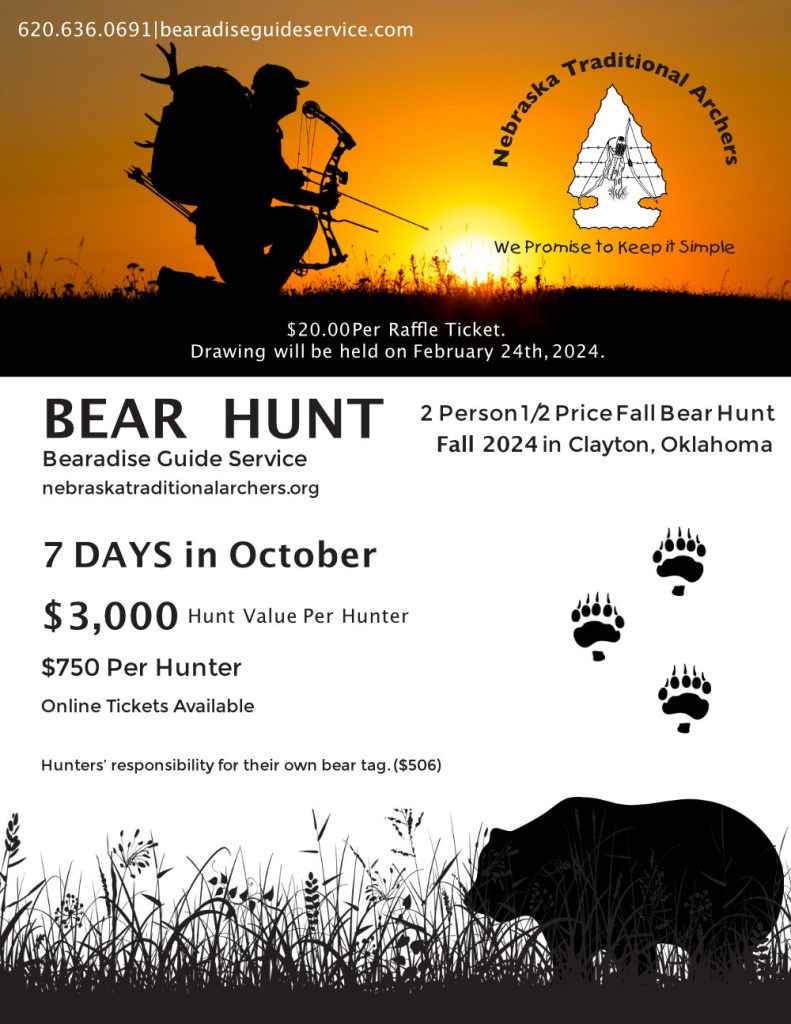 Raffle Tickets For Fall 2024 Bear Hunt Nebraska Traditional Archers   2023 Bear Flyer 791x1024 